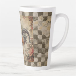 Lovely Vintage Rooster ,Flowers Pattern, Checke Milchtasse
