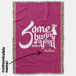 Lovely White and Magenta Bunny Pun Typography Decke