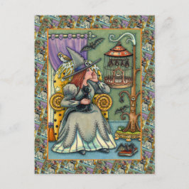 LOVELY WITCH, CAT & HER PETS, BVT CAGE, HALLOWEWEE FEIERTAGSPOSTKARTE