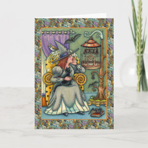 LOVELY WITCH, CAT, PETS, BVT CAGE, HALLOWEWEE Leer Feiertagskarte
