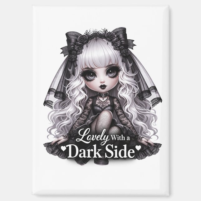 Lovely With a Dark Side Gothic Cute Magnet  (Vorderseite)