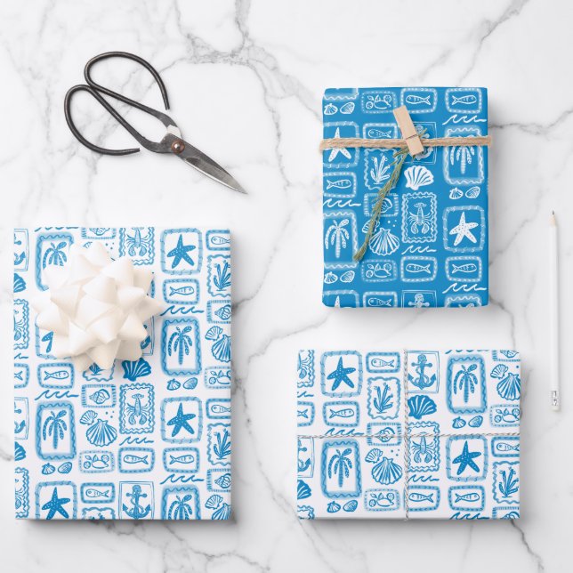 LoveNotes vom Sea Beach Ocean Modernes CUSTOM Geschenkpapier Set (Vorderseite)