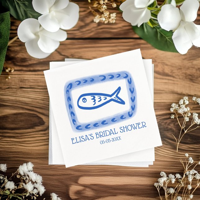 LoveNotes von Sea Niedlich Fish CUSTOM Brautparty Serviette (LoveNotes from Sea Cute Fish CUSTOM Bridal Shower Napkins
)