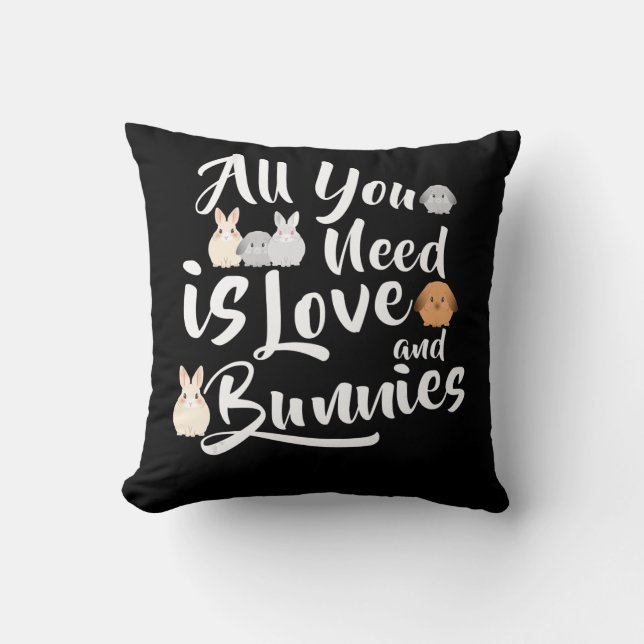 Lover, alles, was Sie brauchen, ist Liebe & Bunnie Kissen (Vorderseite)