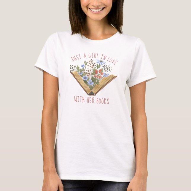 Lover Buch mit Blume T - Shirt (Vorderseite)