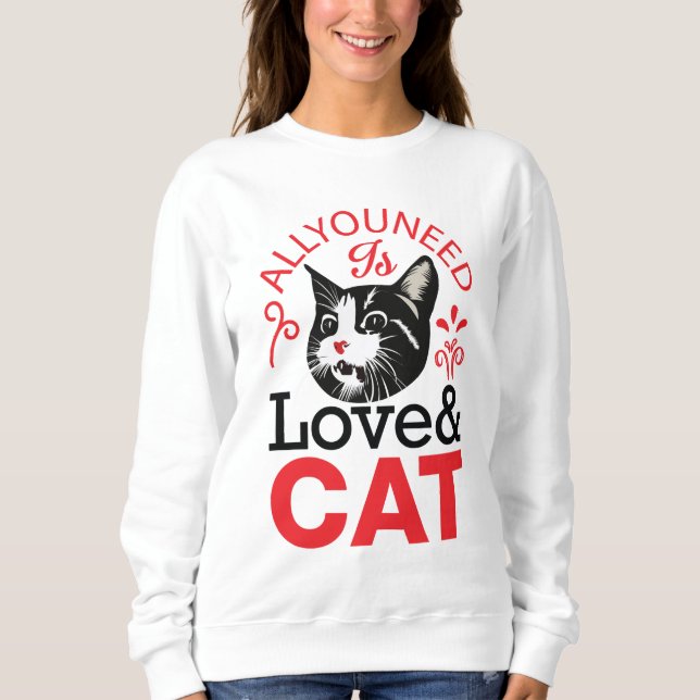 Lover & Cat Women's Sweatshirt - Cosy, stylish, (Vorderseite)