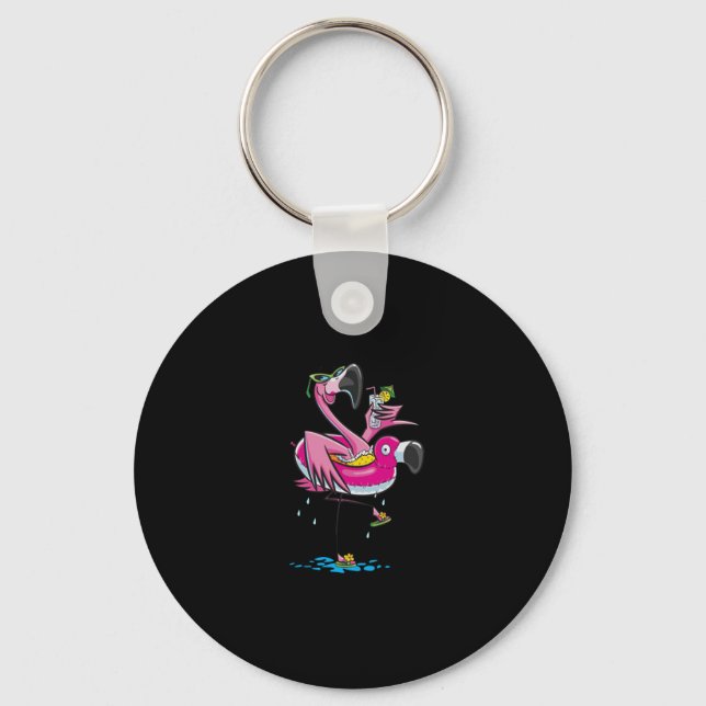 Lover | Flamingo schwimmen gehen Schlüsselanhänger (Vorderseite)