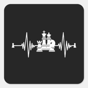 Lover  Heartbeat Schach - T - Shirt Quadratischer Aufkleber