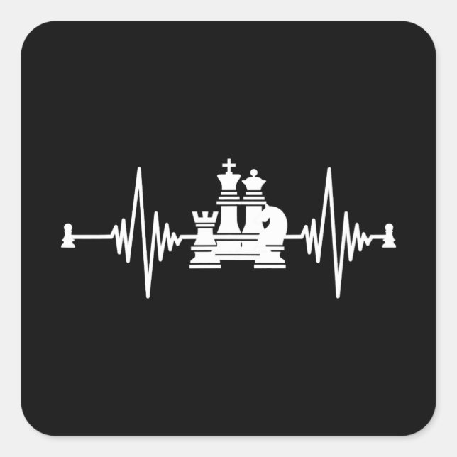 Lover| Heartbeat Schach - T - Shirt Quadratischer Aufkleber (Vorderseite)