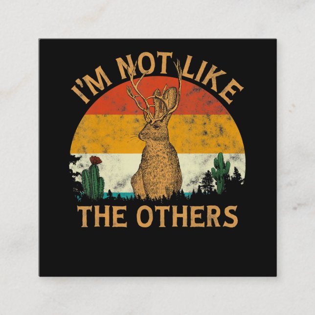 Lover-Style Sunset Cactus Jackalope| Kaninchenüber Quadratische Visitenkarte (Vorderseite)