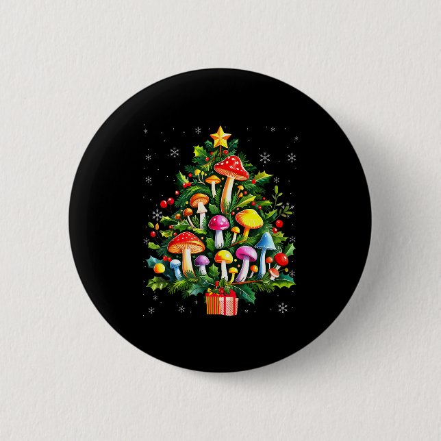 Lover Xmas Mushroom Christmas Tree  Button (Vorderseite)
