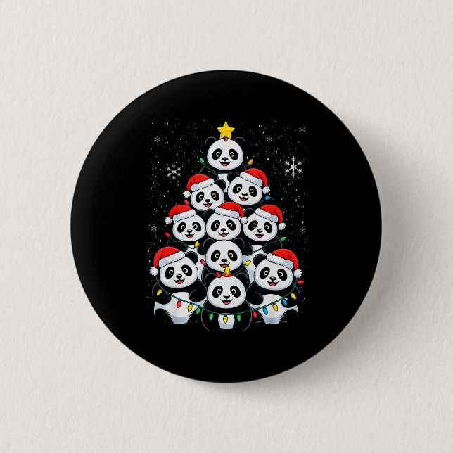 Lover Xmas Panda Christmas Tree  Button (Vorderseite)