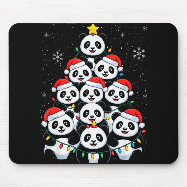 Lover Xmas Panda Christmas Tree T Shirt  Mousepad (Vorne)