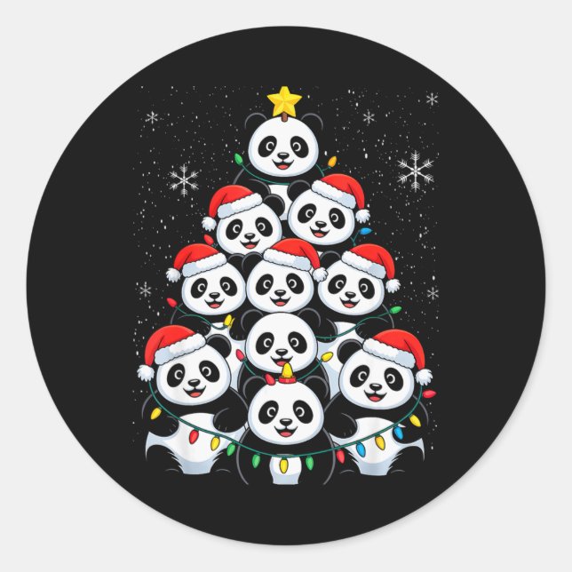 Lover Xmas Panda Christmas Tree T Shirt  Runder Aufkleber (Vorderseite)