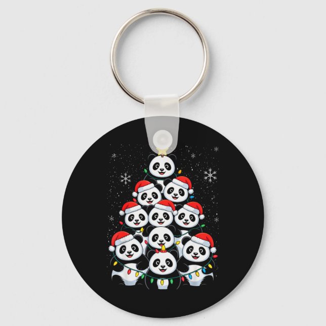 Lover Xmas Panda Christmas Tree T Shirt  Schlüsselanhänger (Vorderseite)