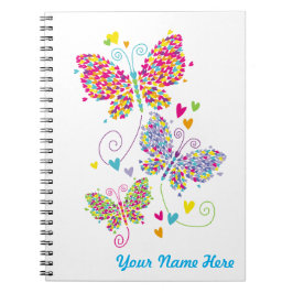 Loverflies Butterflies Hearts Bright Notizblock