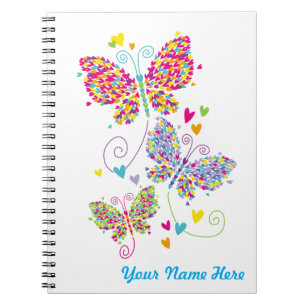 Loverflies Butterflies Hearts Bright Notizblock