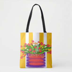 Loverly Floral Stripe Tote Bag Tasche