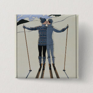 <Lovers in the Snow> durch Georges Barbier Button