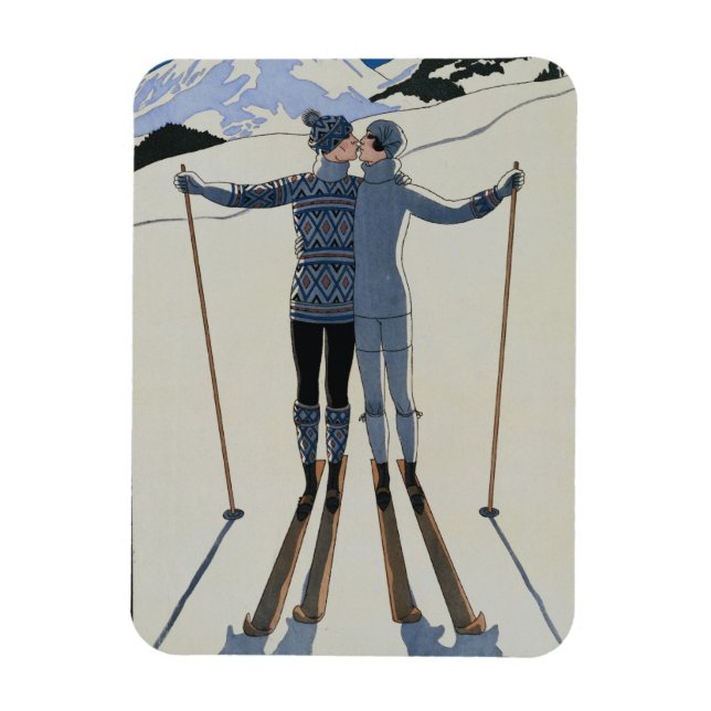 <Lovers in the Snow>von Georges Barbier Magnet (Vertikal)