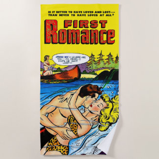Lovers Ocean Romance Vintage Comicen Strandtuch