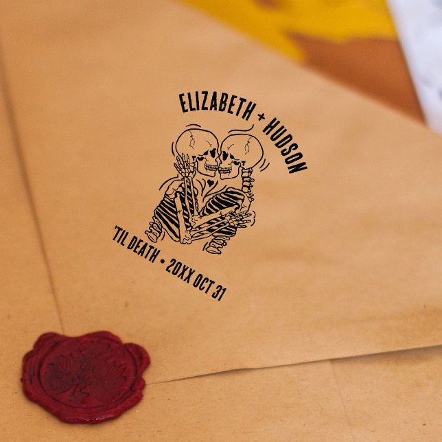 Lovers Skeletons Gothic Wedding DIY Gastgeschenks Permastempel (Von Creator hochgeladen)