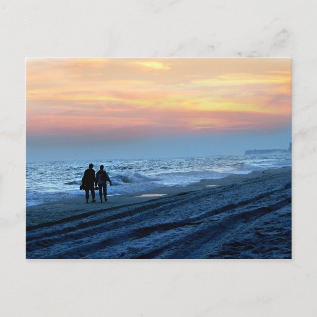 Lovers Sunset Beach Walk Postkarte (Vorderseite)