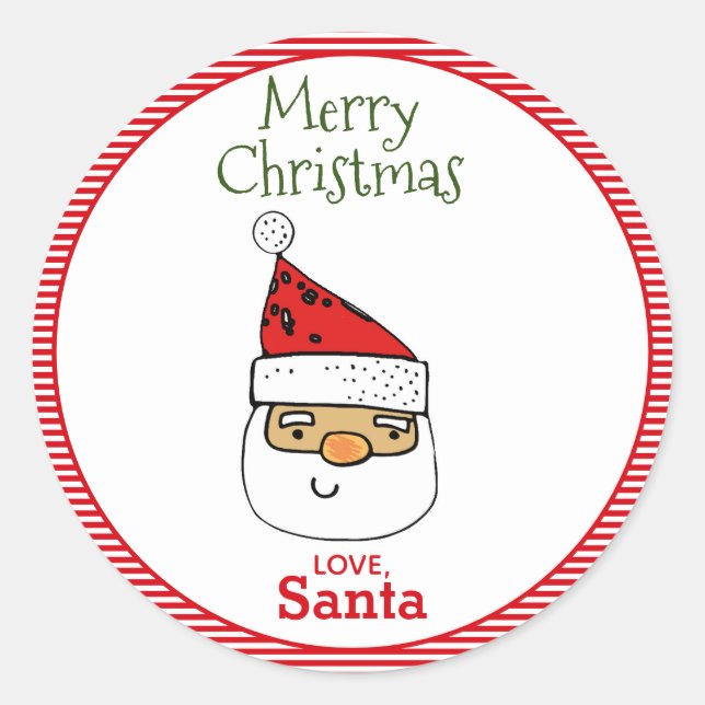 LoveSanta Whimsical Weihnachten mit Hut Weihnachte Runder Aufkleber (Vorderseite)