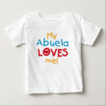 LOVESMEabuela Baby T-shirt<br><div class="desc">Meine Abuela Liebe Me T - Shirt,  Karten,  Aufkleber,  Karosserietaschen,  und mehr mit farbenfroher rot,  gelb und blau Text und Herzdesign. Diese Abuela Lieben mir Bekleidung und Geschenke wird Ihr abuela lächeln!</div>