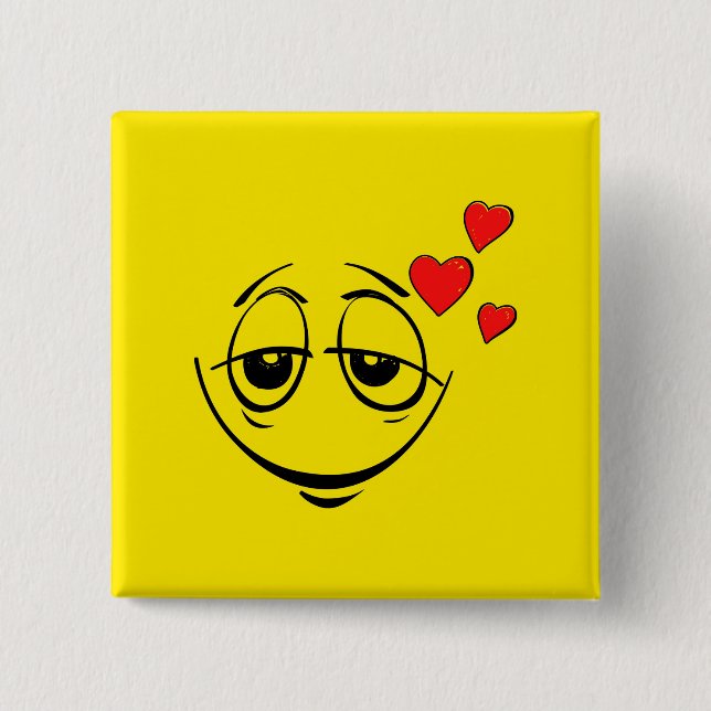 Lovestruck gelbes Gesicht Button (Vorderseite)