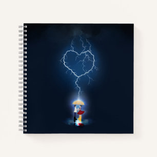 "Lovestruck" Romantischer Moment unter einem Schir Notizbuch