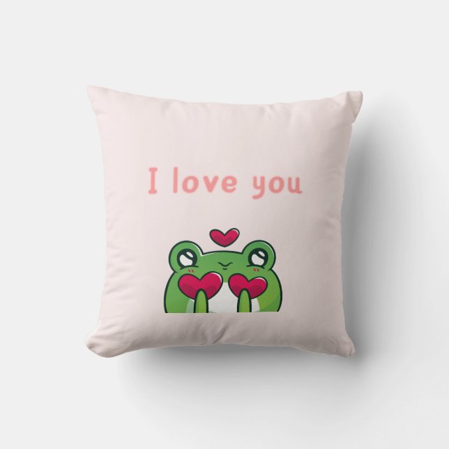 Lovey Dovey Frog Coussin - Cute Couple Coussin (Recto)