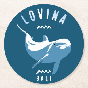 Lovina Bali - Baden mit Delphinen T - Shirt Runder Pappuntersetzer