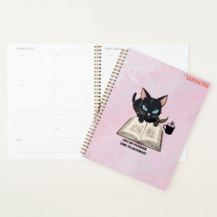 Loving Black Cat Illustration Girl's Daily