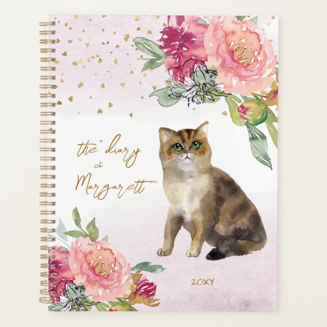 Loving Cat Illustration Flowers Journal quotidien  (Devant)