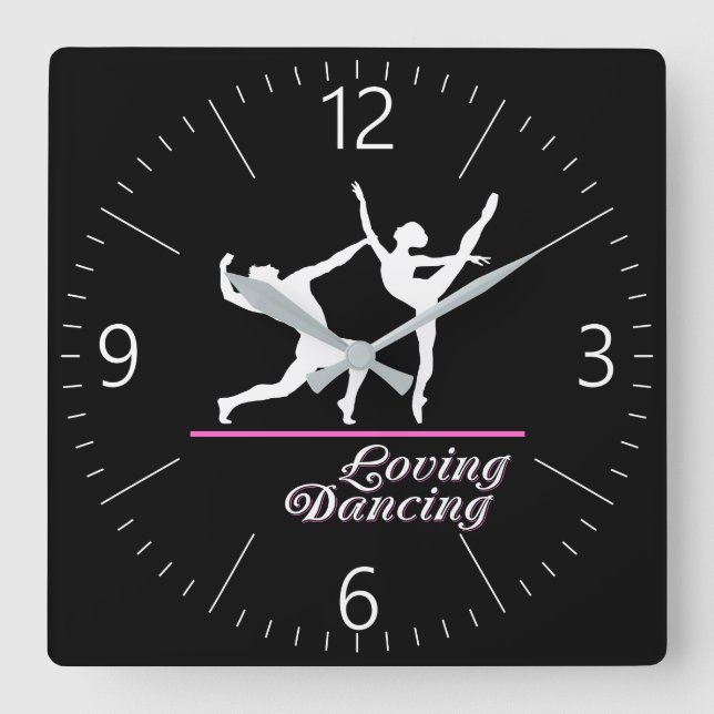 Loving dancing quadratische wanduhr (Vorderseite)