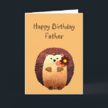 Loving Father Birthday Cute Hedgehog Animal Karte<br><div class="desc">Happy Birthday to my loving Father with a cute little cartoon hedgehog holding a bouquet of flowers.  Great birthday card for adults or children alike or anyone who loves Hedgehogs</div>