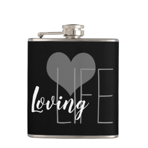 LOVING LIFE Schriftzug mit Herz Flachmann