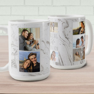 Loving Life With You - 7 Foto-Collage Grauer Marmo Kaffeetasse