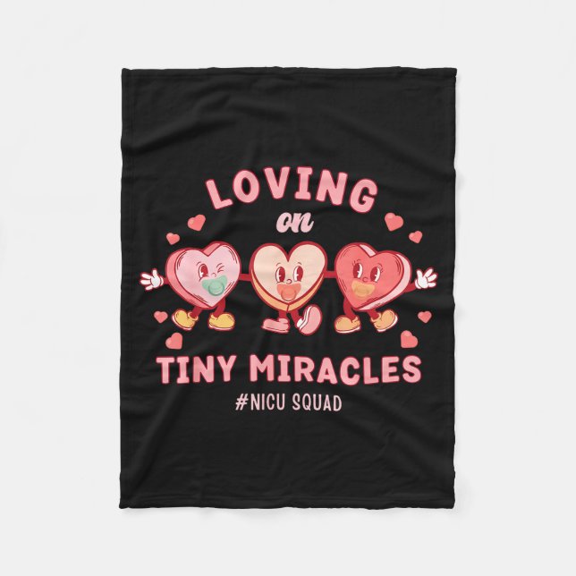 Loving On Tiny Miracles Nicu Squad Valentines Neon Fleecedecke (Vorderseite)
