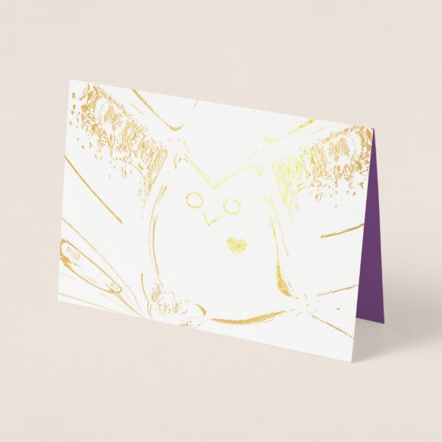 "Loving Owl" Blank Gold Foil Card mit Umschlag Folienkarte (Vorderseite)