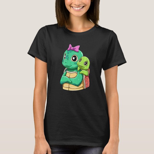 Loving Turtle with Turtle Kid for a Turtles  Mommy T-Shirt (Vorderseite)