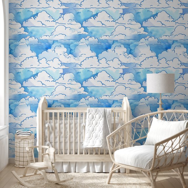 Lovley Sky Clouds - Nahtloses Muster 4 Tapete (Kinder)