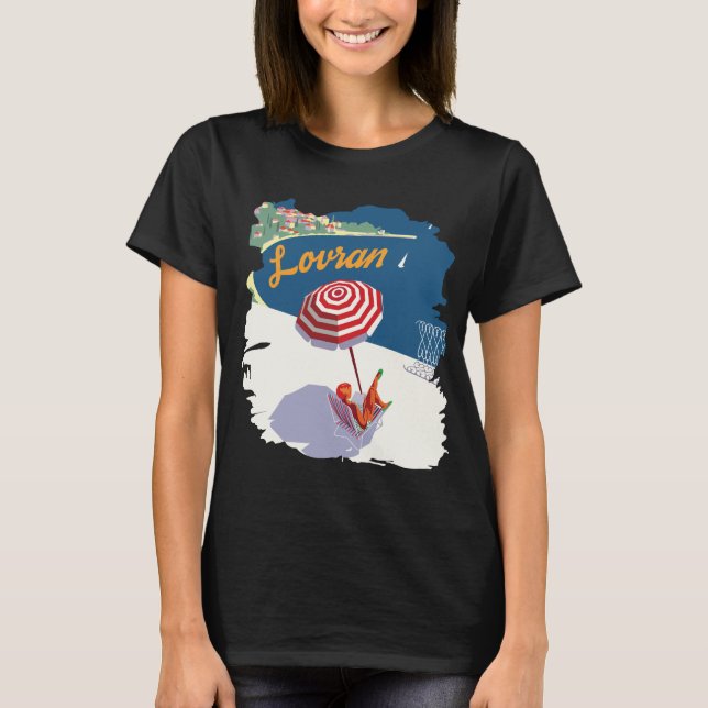 Lovran Kroatien Strand Sonnenschirm Rot Reise T-Shirt (Vorderseite)