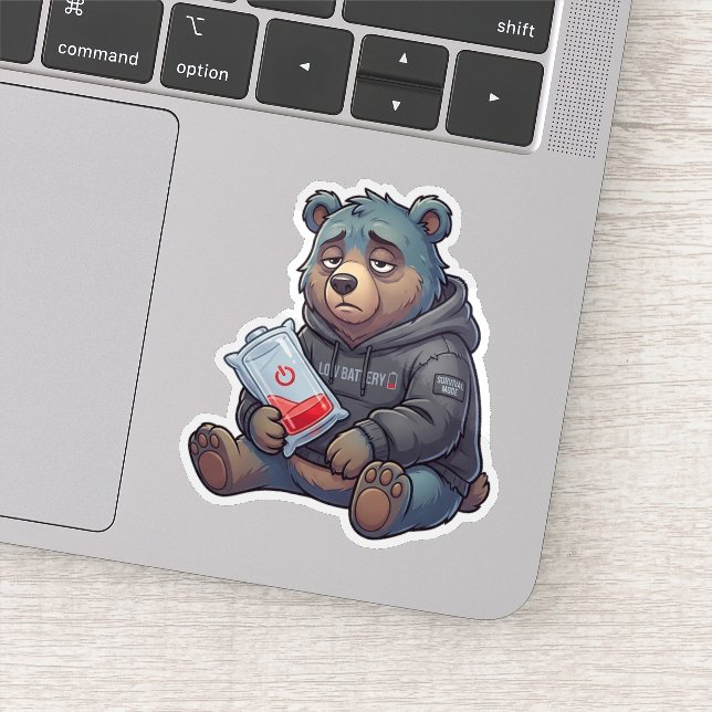 Low Battery Bear Aufkleber (Detail)