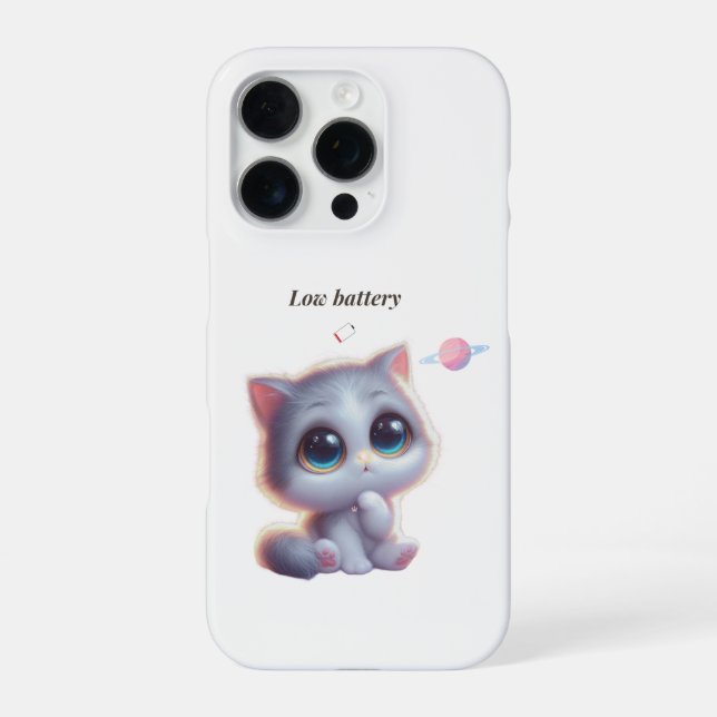 Low Battery Cat Meme Phone Case iPhone 16 Pro Hülle (Rückseite)