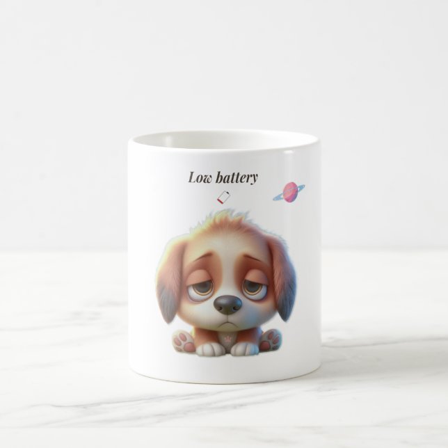 Low Battery Dog Meme Kaffeetasse (Mittel)