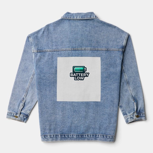 “Low Battery Graphic T-Shirt – Trendy Youth Tee” Jeansjacke (Rückseite)