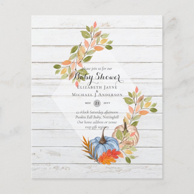 Low BUDGET Baby Shower Einladungen - PUMPKIN FALL Flyer (Vorne)