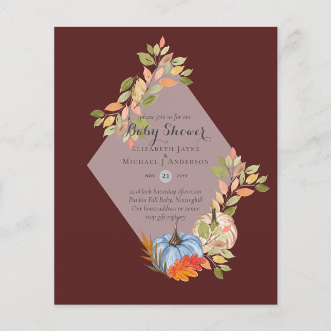 Low BUDGET Baby Shower Einladungen - PUMPKIN FALL Flyer (Vorne)